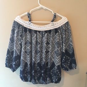 blue and white blouse